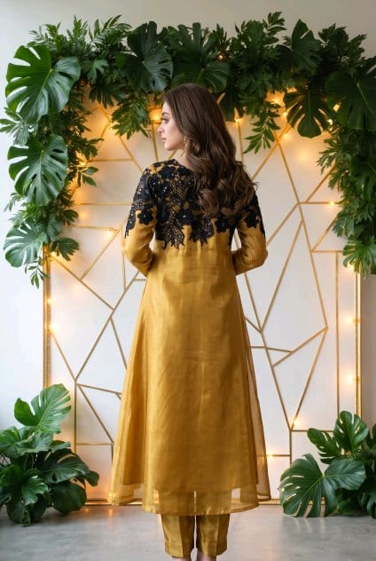 Elegant Sheshaa Silk Embroidered Kaftan Dress